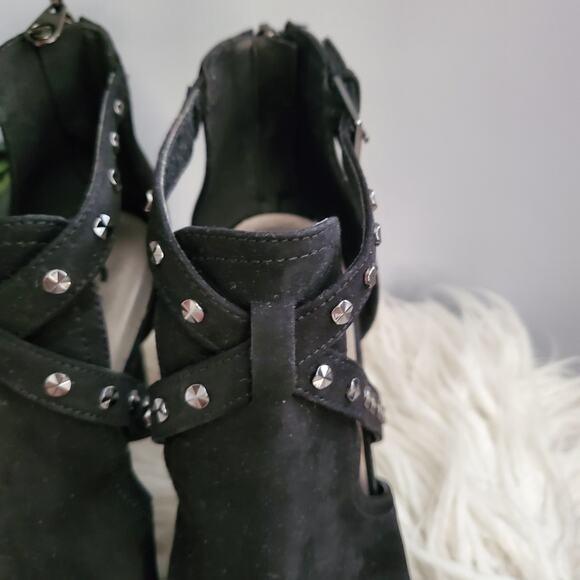 GBG Guess Black Open Toe Platform Stiletto Heels 9M - Picture 6 of 9